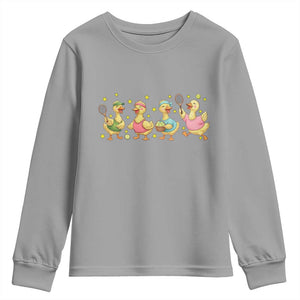 Funny Duck Playing Tennis Youth Sweatshirt Farm Animal Lover TS12 Sport Gray Print Your Wear