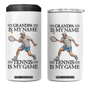 Grandpa Is My Name Tennis Is My Game 4 in 1 Can Cooler Tumbler Funny Tennis Quote TS12 One Size: 16 oz White Print Your Wear