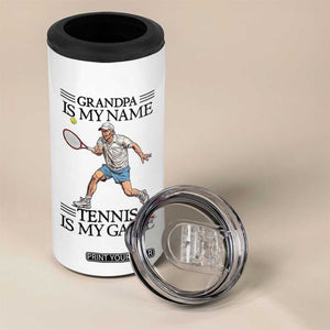 Grandpa Is My Name Tennis Is My Game 4 in 1 Can Cooler Tumbler Funny Tennis Quote TS12 Print Your Wear