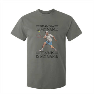 Grandpa Is My Name Tennis Is My Game T Shirt For Kid Funny Tennis Quote TS12 Military Green Print Your Wear