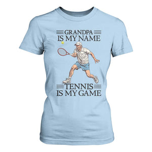 Grandpa Is My Name Tennis Is My Game T Shirt For Women Funny Tennis Quote TS12 Light Blue Print Your Wear