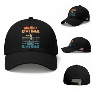 Funny Grandpa Tennis Quote Baseball Cap Tennis Is My Game TS12 Baseball Cap Universal Fit Black Print Your Wear