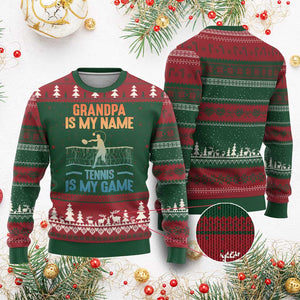 Funny Grandpa Tennis Quote Ugly Christmas Sweater Tennis Is My Game TS12 Red Green Print Your Wear
