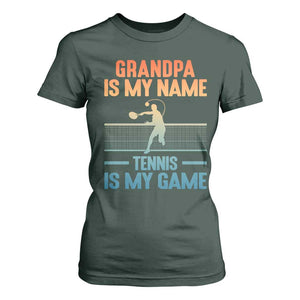 Funny Grandpa Tennis Quote T Shirt For Women Tennis Is My Game TS12 Dark Forest Green Print Your Wear