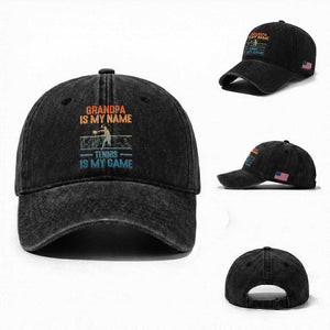 Funny Grandpa Tennis Quote Washed Cotton Baseball Cap Tennis Is My Game TS12 Washed Cap Universal Fit Black Print Your Wear
