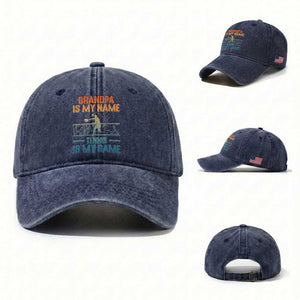 Funny Grandpa Tennis Quote Washed Cotton Baseball Cap Tennis Is My Game TS12 Washed Cap Universal Fit Navy Print Your Wear