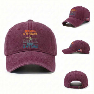 Funny Grandpa Tennis Quote Washed Cotton Baseball Cap Tennis Is My Game TS12 Washed Cap Universal Fit Burgundy Print Your Wear