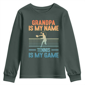 Funny Grandpa Tennis Quote Youth Sweatshirt Tennis Is My Game TS12 Dark Forest Green Print Your Wear