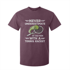 Never Underestimate An Old Man With A Tennis Racket T Shirt For Kid Funny Tennis Fan TS12 Maroon Print Your Wear
