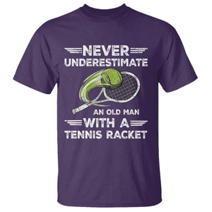 Never Underestimate An Old Man With A Tennis Racket T Shirt Funny Tennis Fan TS12 Purple Print Your Wear