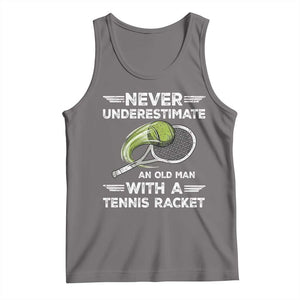 Never Underestimate An Old Man With A Tennis Racket Tank Top Funny Tennis Fan TS12 Deep Heather Print Your Wear