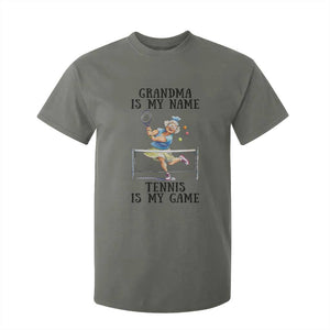 Funny Tennis Quote T Shirt For Kid Grandma Is My Name Tennis Is My Game TS12 Military Green Print Your Wear