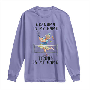 Funny Tennis Quote Long Sleeve Shirt Grandma Is My Name Tennis Is My Game TS12 Violet Print Your Wear