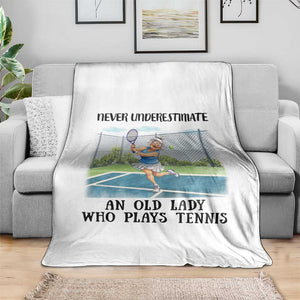 Funny Grandma Tennis Player Gift Throw Blanket Never Underestimate An Old Lady TS12 Print Your Wear