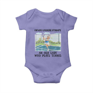 Funny Grandma Tennis Player Gift Baby Onesie Never Underestimate An Old Lady TS12 Violet Print Your Wear