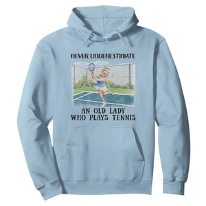 Funny Grandma Tennis Player Gift Hoodie Never Underestimate An Old Lady TS12 Light Blue Print Your Wear