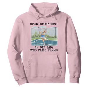 Funny Grandma Tennis Player Gift Hoodie Never Underestimate An Old Lady TS12 Light Pink Print Your Wear