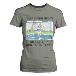 Funny Grandma Tennis Player Gift T Shirt For Women Never Underestimate An Old Lady TS12 Military Green Print Your Wear