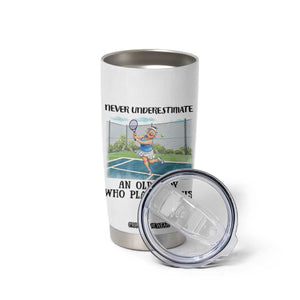 Funny Grandma Tennis Player Gift Tumbler Cup Never Underestimate An Old Lady TS12 Print Your Wear