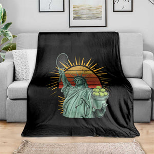 Funny Statue Of Liberty Tennis Player Throw Blanket Patriotic Sports Lover TS12 Print Your Wear
