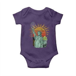 Funny Statue Of Liberty Tennis Player Baby Onesie Patriotic Sports Lover TS12 Purple Print Your Wear