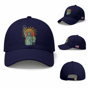 Funny Statue Of Liberty Tennis Player Baseball Cap Patriotic Sports Lover TS12 Baseball Cap Universal Fit Dark Blue Print Your Wear