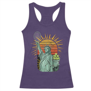 Funny Statue Of Liberty Tennis Player Racerback Tank Top Patriotic Sports Lover TS12 Purple Print Your Wear