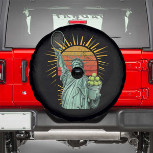 Funny Statue Of Liberty Tennis Player Spare Tire Cover Patriotic Sports Lover TS12 Black Print Your Wear