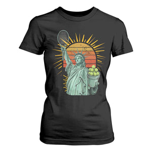 Funny Statue Of Liberty Tennis Player T Shirt For Women Patriotic Sports Lover TS12 Black Print Your Wear