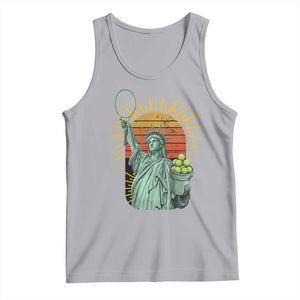Funny Statue Of Liberty Tennis Player Tank Top Patriotic Sports Lover TS12 Athletic Heather Print Your Wear