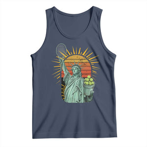 Funny Statue Of Liberty Tennis Player Tank Top Patriotic Sports Lover TS12 Navy Print Your Wear