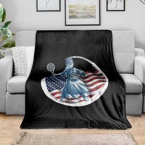 Funny Statue Of Liberty Tennis Player Throw Blanket USA Pride Female Tennis Gift TS12 Print Your Wear