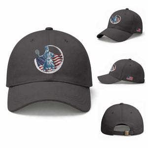 Funny Statue Of Liberty Tennis Player Baseball Cap USA Pride Female Tennis Gift TS12 Baseball Cap Universal Fit Dark Gray Print Your Wear