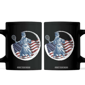 Funny Statue Of Liberty Tennis Player Coffee Mug USA Pride Female Tennis Gift TS12 Black Print Your Wear