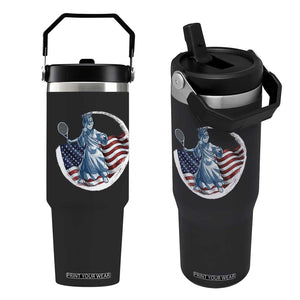 Funny Statue Of Liberty Tennis Player Flip Straw Tumbler USA Pride Female Tennis Gift TS12 One Size: 30 oz Black Print Your Wear