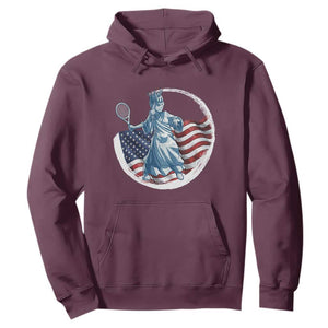 Funny Statue Of Liberty Tennis Player Hoodie USA Pride Female Tennis Gift TS12 Maroon Print Your Wear