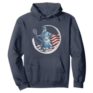 Funny Statue Of Liberty Tennis Player Hoodie USA Pride Female Tennis Gift TS12 Navy Print Your Wear