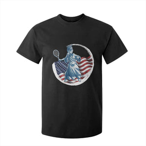 Funny Statue Of Liberty Tennis Player T Shirt For Kid USA Pride Female Tennis Gift TS12 Black Print Your Wear