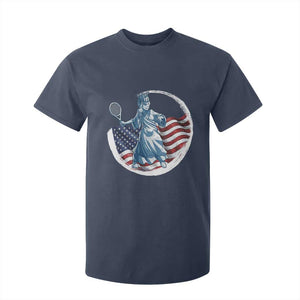 Funny Statue Of Liberty Tennis Player T Shirt For Kid USA Pride Female Tennis Gift TS12 Navy Print Your Wear
