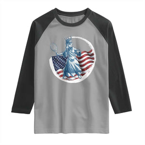 Funny Statue Of Liberty Tennis Player Raglan Shirt USA Pride Female Tennis Gift TS12 Sport Gray Black Print Your Wear