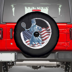 Funny Statue Of Liberty Tennis Player Spare Tire Cover USA Pride Female Tennis Gift TS12 Black Print Your Wear