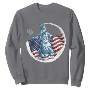 Funny Statue Of Liberty Tennis Player Sweatshirt USA Pride Female Tennis Gift TS12 Charcoal Print Your Wear
