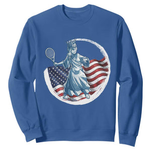 Funny Statue Of Liberty Tennis Player Sweatshirt USA Pride Female Tennis Gift TS12 Royal Blue Print Your Wear