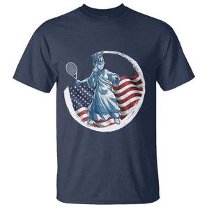 Funny Statue Of Liberty Tennis Player T Shirt USA Pride Female Tennis Gift TS12 Navy Print Your Wear