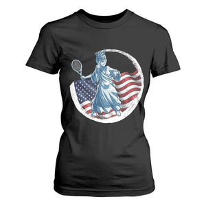 Funny Statue Of Liberty Tennis Player T Shirt For Women USA Pride Female Tennis Gift TS12 Black Print Your Wear