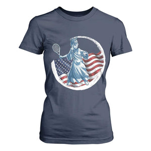 Funny Statue Of Liberty Tennis Player T Shirt For Women USA Pride Female Tennis Gift TS12 Navy Print Your Wear