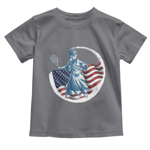 Funny Statue Of Liberty Tennis Player Toddler T Shirt USA Pride Female Tennis Gift TS12 Charcoal Print Your Wear