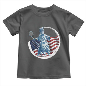 Funny Statue Of Liberty Tennis Player Toddler T Shirt USA Pride Female Tennis Gift TS12 Dark Heather Print Your Wear