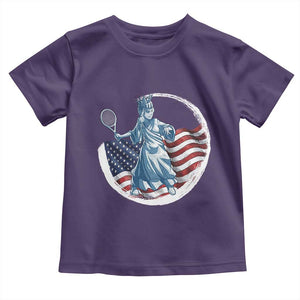 Funny Statue Of Liberty Tennis Player Toddler T Shirt USA Pride Female Tennis Gift TS12 Purple Print Your Wear