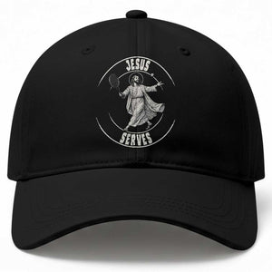 Christian Tennis Funny Gift For Believers Baseball Cap Jesus Serves TS12 Print Your Wear
